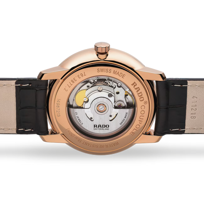 Rado Coupole Classic Brown Leather White Dial Automatic Watch 41 mm