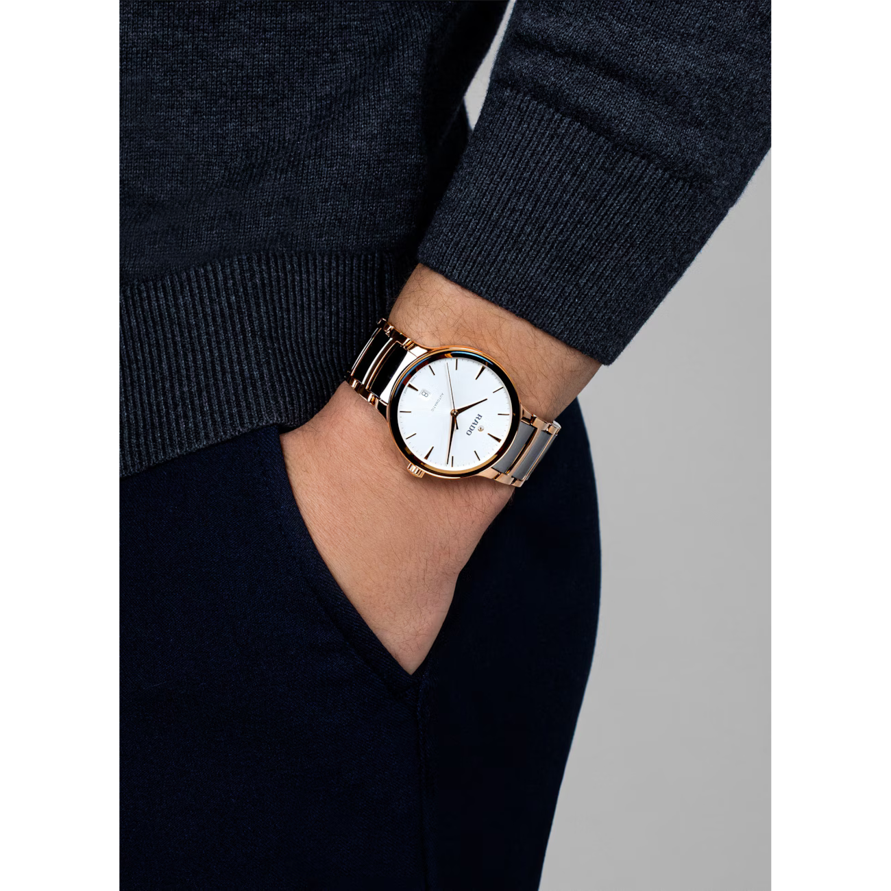 Rado Centrix Diamonds Grey Two-Tone Automatic Watch 39.5 mm