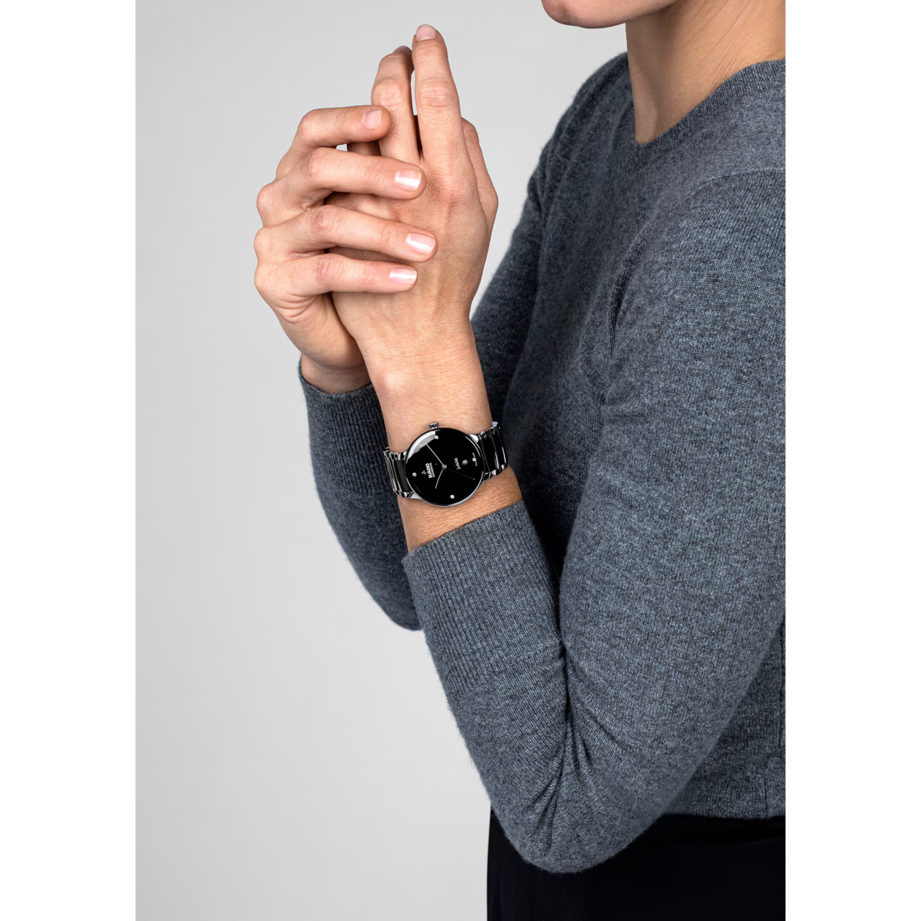 Rado Centrix Diamond Black Stainless Steel Automatic Watch 39.5mm