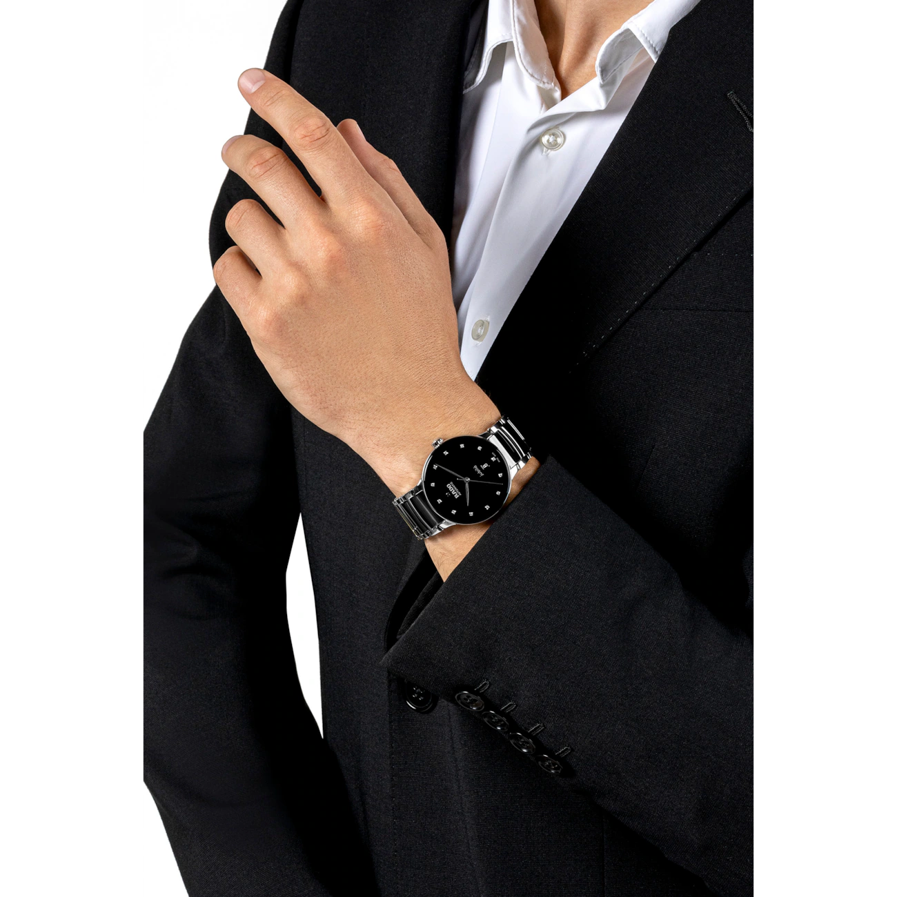 Rado Centrix Diamonds Black Two-Tone Automatic Watch 39.5 mm