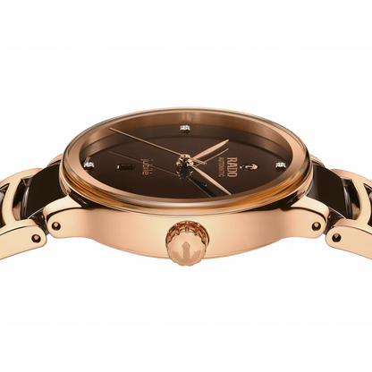 Rado Centrix Diamond Brown Ceramic Automatic Watch 30.5 mm