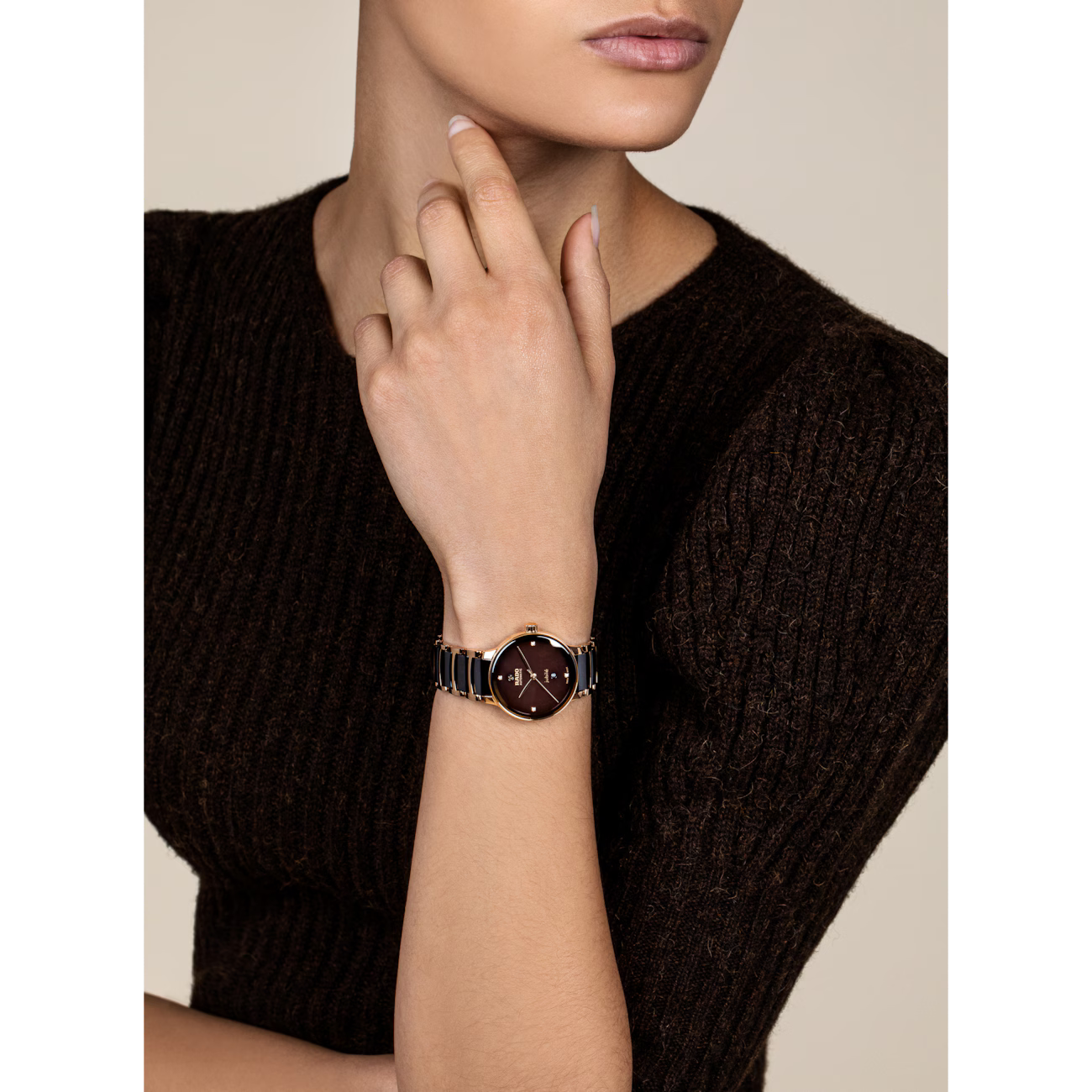 Rado Centrix Diamond Brown Ceramic Automatic Watch 30.5 mm