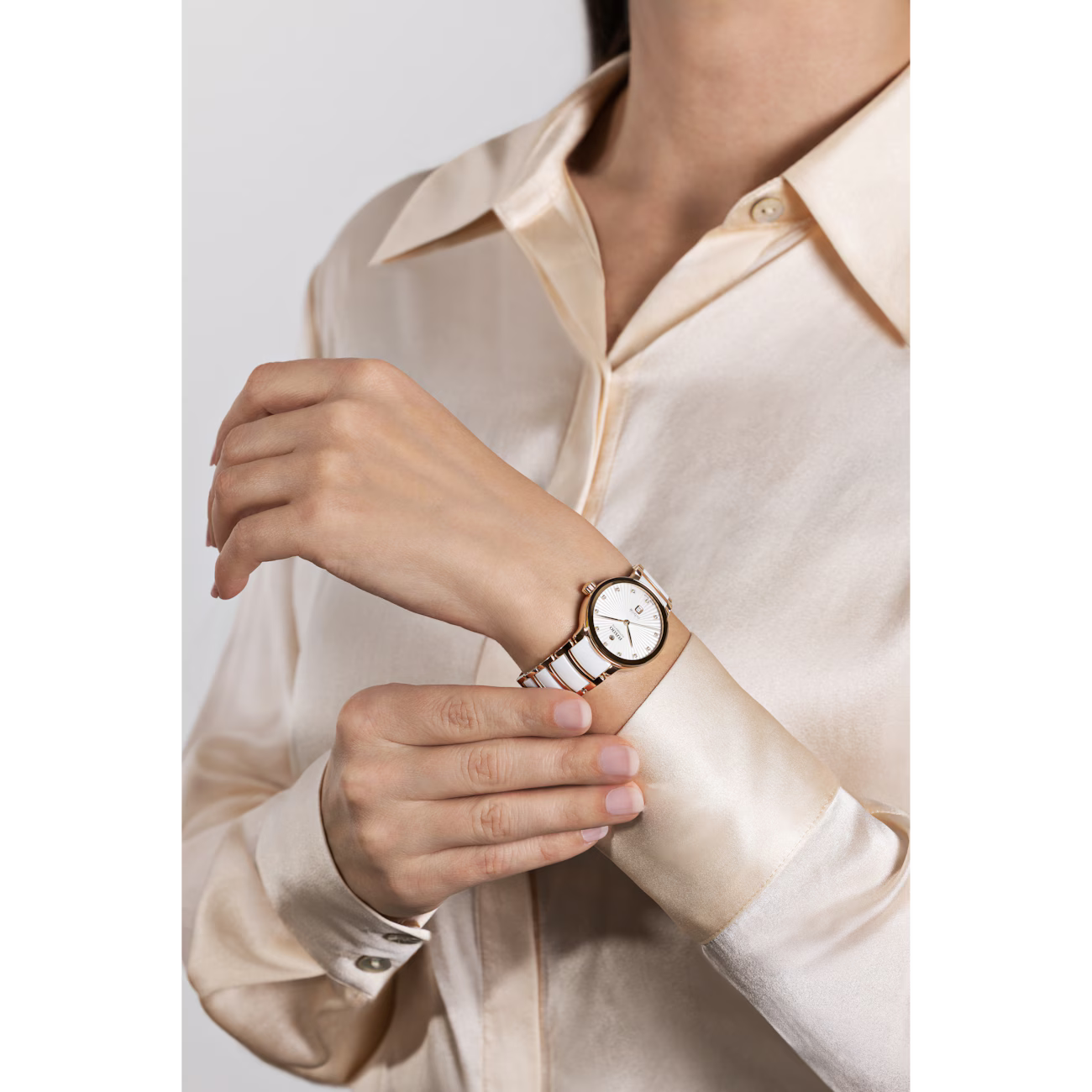 Rado Centrix White Dial Two-Tone Stainless Steel & Ceramic Automatic Watch 30.5mm