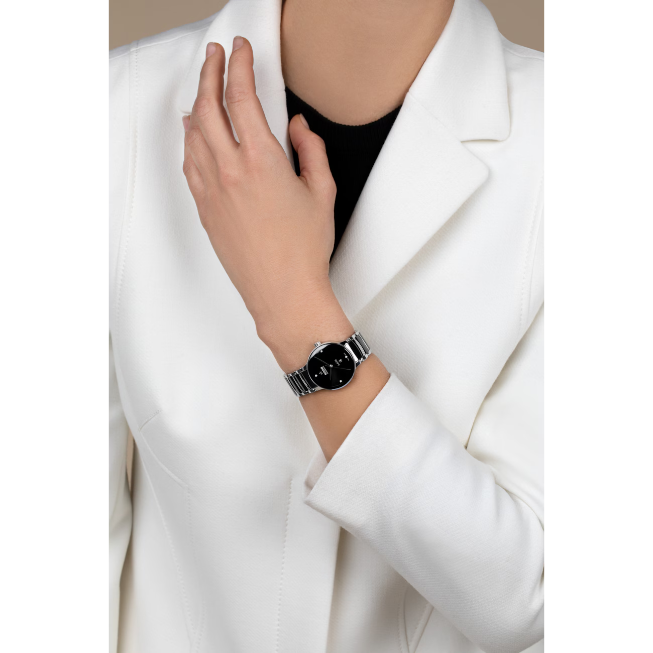 Rado Centrix Automatic Diamonds Black Dial Two-Tone Stainless Steel Men’s Watch 30.5mm