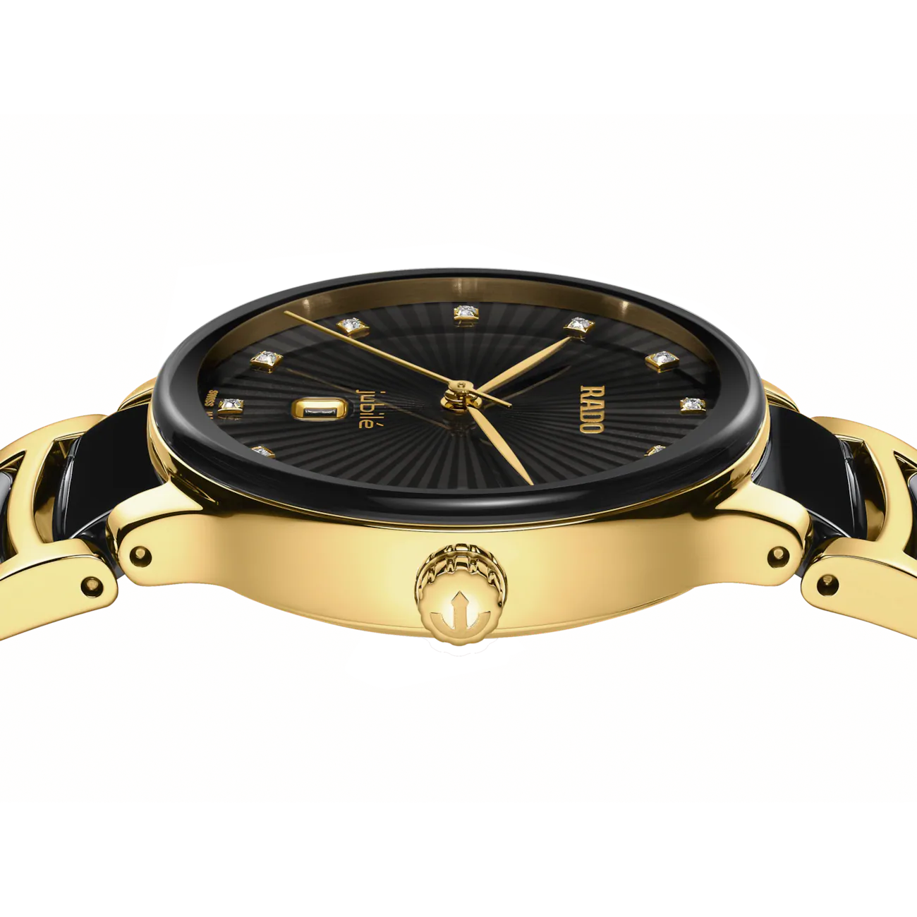 Rado Centrix Diamonds Black Two-Tone Ceramic Watch 30.5 mm