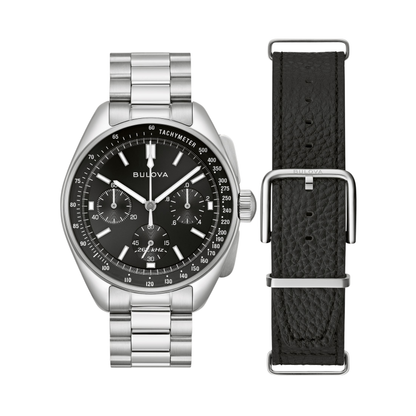 Bulova Lunar Pilot Chronograph Stainless Steel, Black Dial Watch 43.5 mm