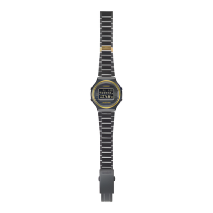 Casio Casiotron Black Gold Stainless Steel Watch 42.7 mm