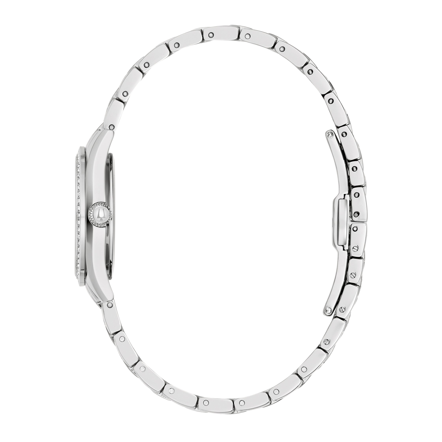 Bulova Crystal Silver Stainless Steel White Dial Watch 28.5 mm