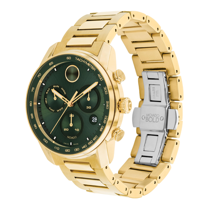 Movado Bold Verso Chronograph Green Dial Stainless Steel Watch 44 mm