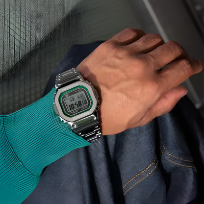 G-SHOCK Full Metal 5000 Green Display Stainless Steel Watch 49.3 mm