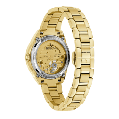 Bulova Sutton Gold Stainless Steel White Dial Automatic Watch 34.5 mm