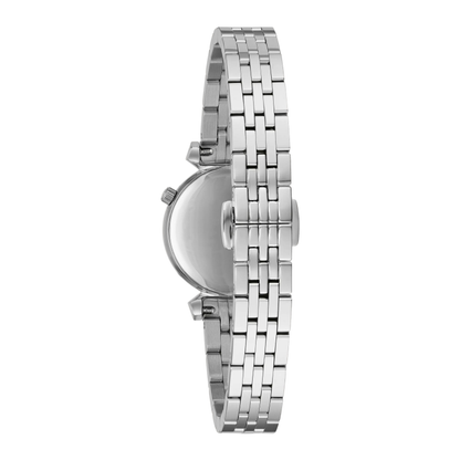 Bulova Classic Regatta Diamonds Silver Stainless Steel Black Dial Watch 24 mm