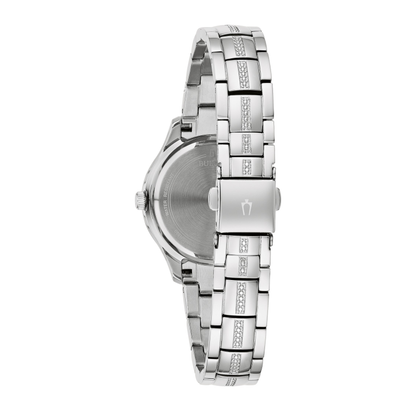 Bulova Crystal Phantom Silver Stainless Steel White Dial Watch 30.5 mm