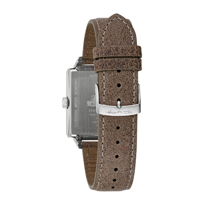 Bulova Frank Lloyd Wright Ennis House Silver Stainless Steel Gray Dial Watch 34 mm