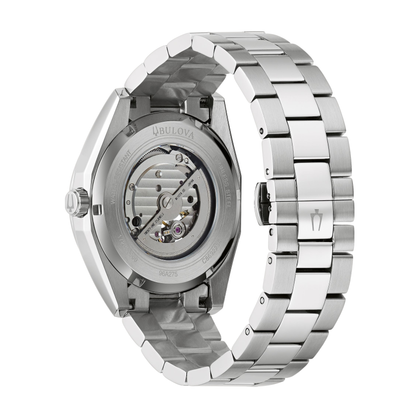 Bulova Surveyor Silver Stainless Steel Blue Dial Watch 42 mm