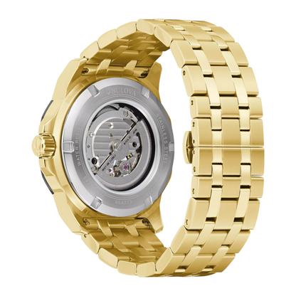Bulova Series A Marine Star Gold Stainless Steel Black Dial Watch 44 mm