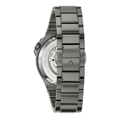 Bulova Maquina Automatic Watch, Gray Stainless Steel, Black Dial, 46 mm