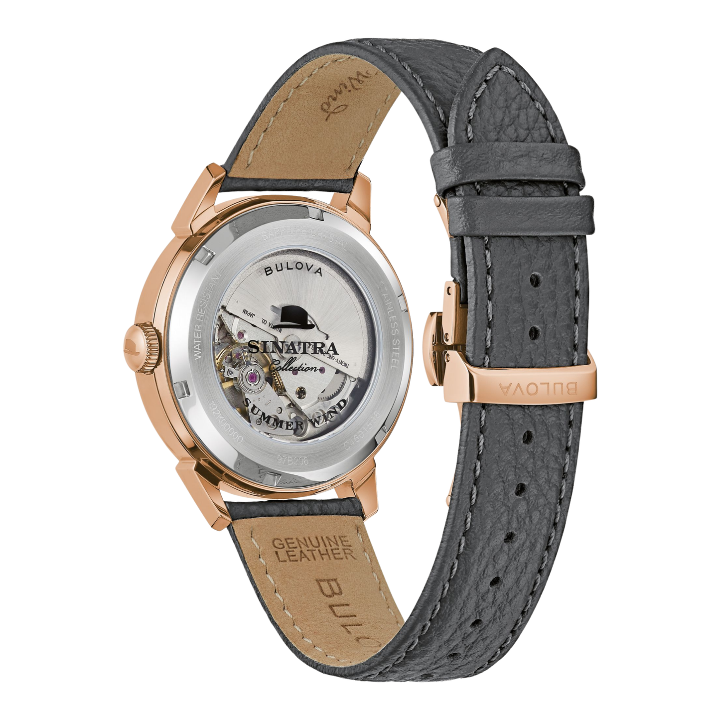 Bulova Summer Wind Frank Sinatra Leather Strap Grey Dial Automatic Watch 40 mm