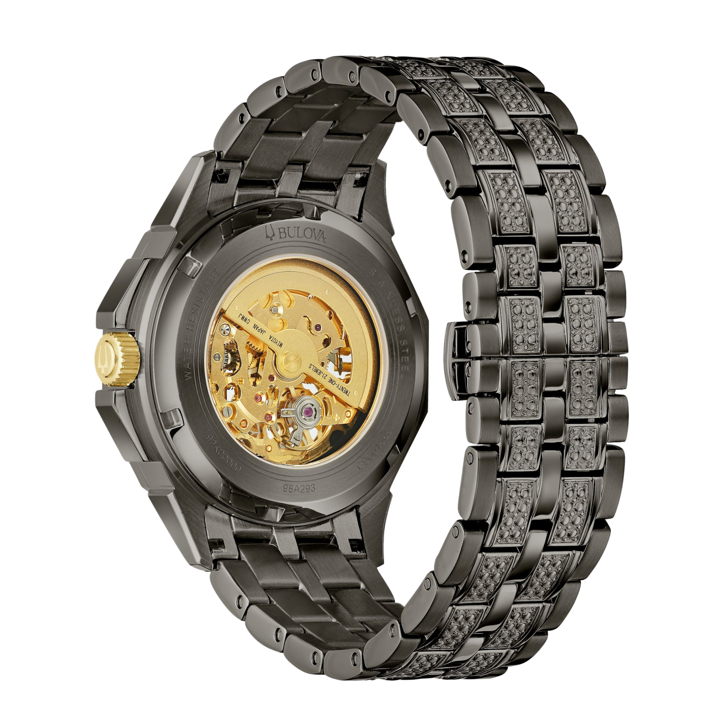 Bulova Crystal  Octava Gray Stainless Steel Watch 41.7 Mm