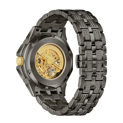Bulova Crystal  Octava Gray Stainless Steel Watch 41.7 Mm