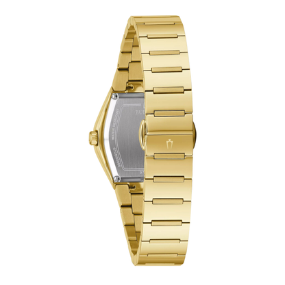 Bulova Modern Gemini Gold Stainless Steel Black Dial Watch 30 mm
