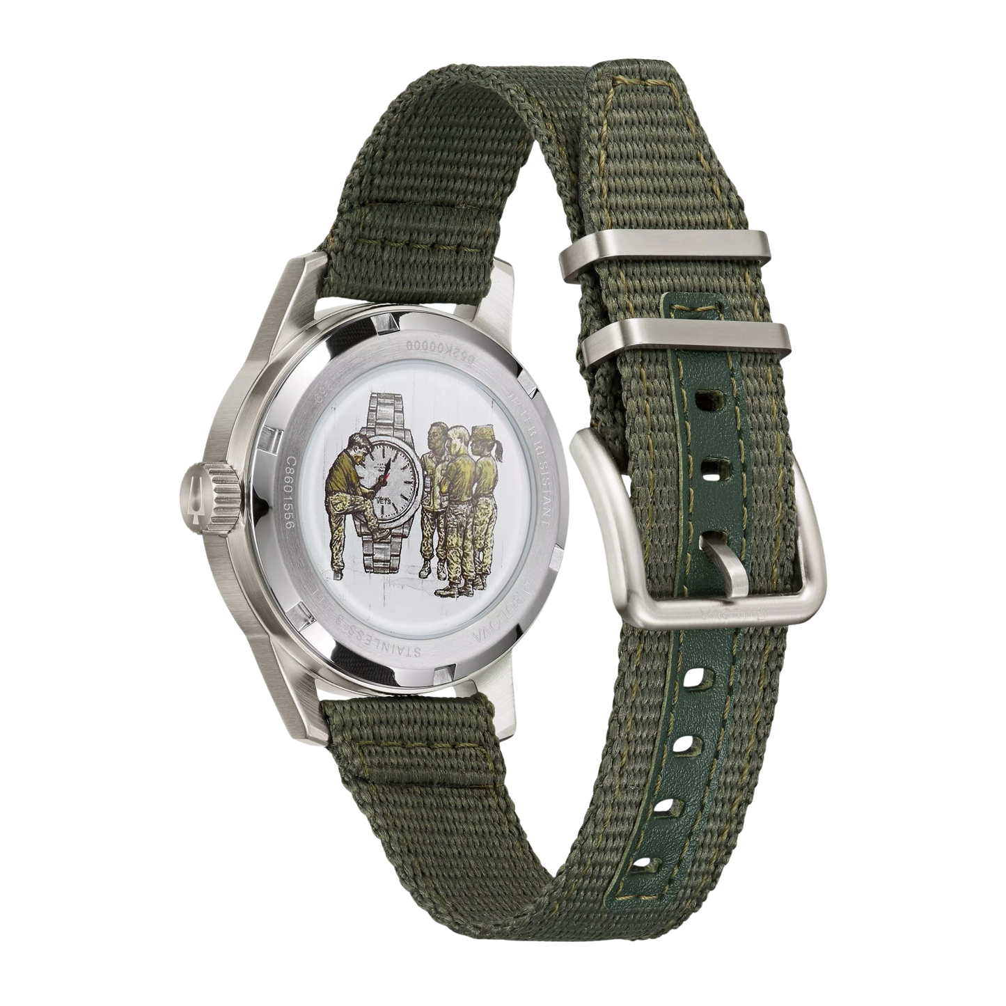 Bulova VWI Special Edition Hack Silver Stainless Steel Black Dial Watch 38 mm