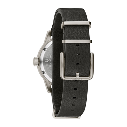 Bulova Hack Heritage Black Leather Automatic Watch 38 mm