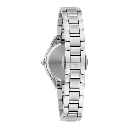 Bulova Classic Sutton Diamonds Silver Stainless Steel White Dial Watch 28mm