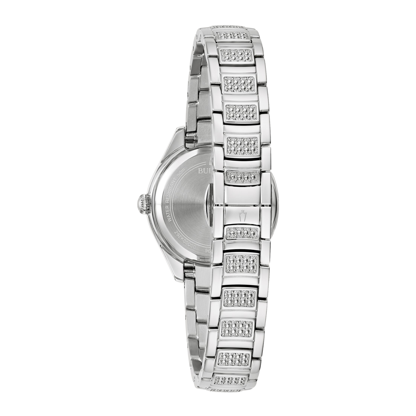 Bulova Crystal Silver Stainless Steel White Dial Watch 28.5 mm