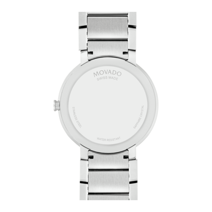 Movado Sapphire Silver Mirror Stainless Steel Swiss Watch 39 mm