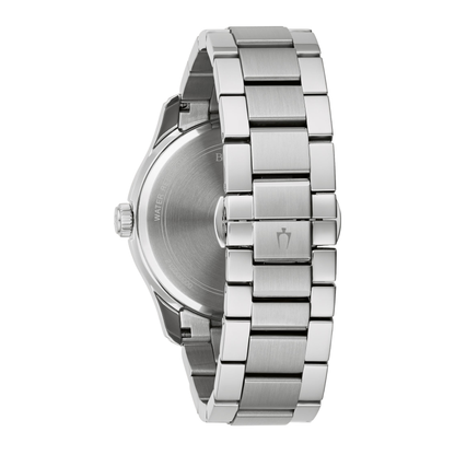 Bulova Classic Wilton Silver Stainless Steel Blue Dial Watch 41 mm