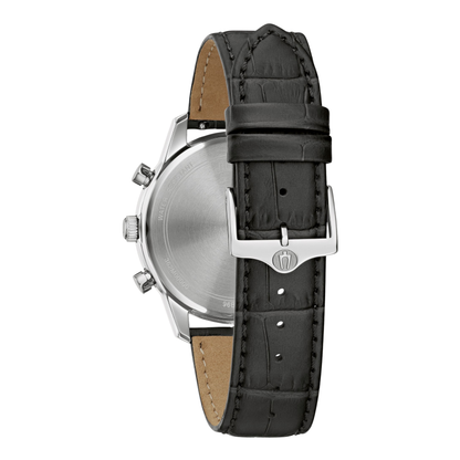 Bulova Sutton Chronograph Black Leather Black Dial Watch 41 mm