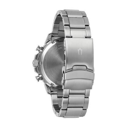 Bulova Series C Marine Star Silver Stainless Steel Black Dial Watch 45 mm