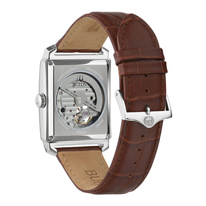 Bulova Classic Sutton Brown leather Silver Dial Watch 33mm