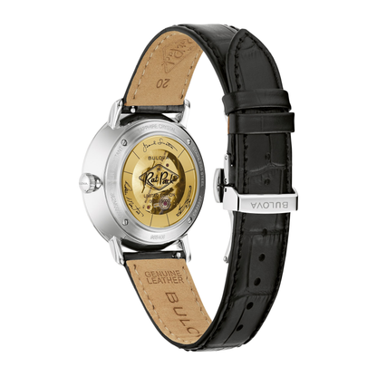 Bulova Frank Sinatra Rat Pack Leather Strap Black Dial Automatic Watch 40 mm