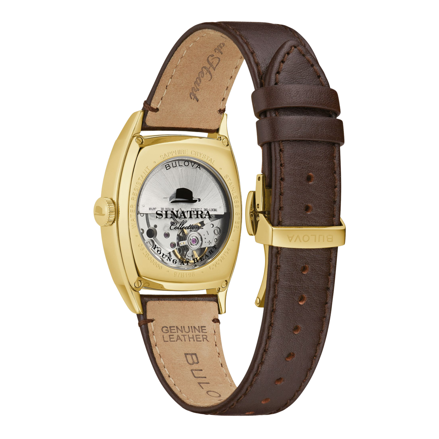 Bulova Frank Sinatra Leather Strap Brown Dial Automatic Watch 33.5 mm