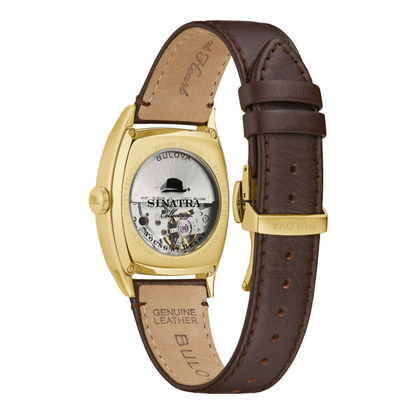 Bulova Frank Sinatra Leather Strap Brown Dial Automatic Watch 33.5 mm