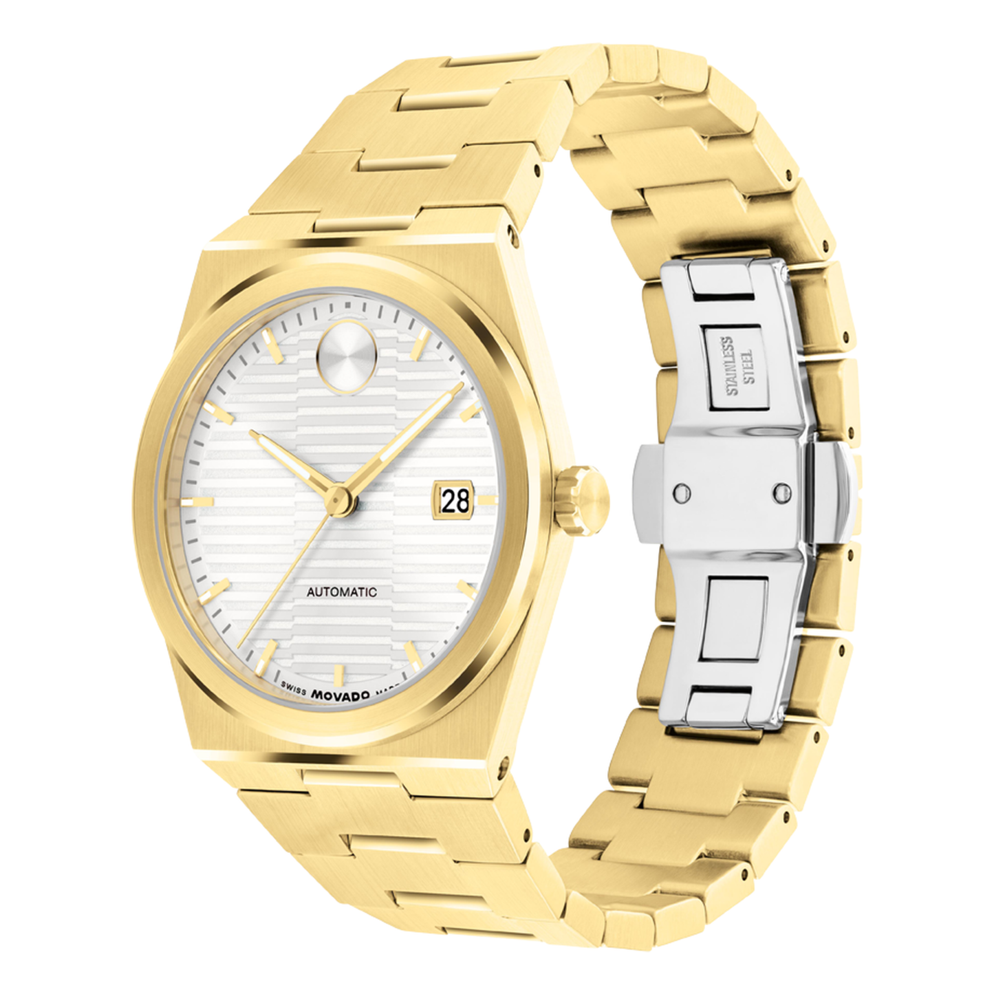 Movado Bold Quest Gold Stainless Steel White Dial Automatic Watch 39mm