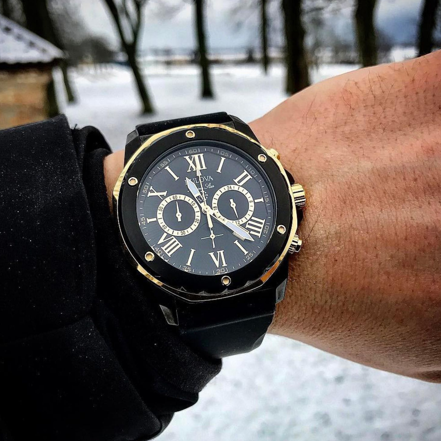 Bulova Series A Marine Star Two-Tone Stainless Steel Black Dial Watch 44 mm