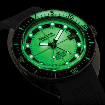 Bulova Oceanographer GMT Gray Stainless Steel White Dial Automatic Watch 41 mm