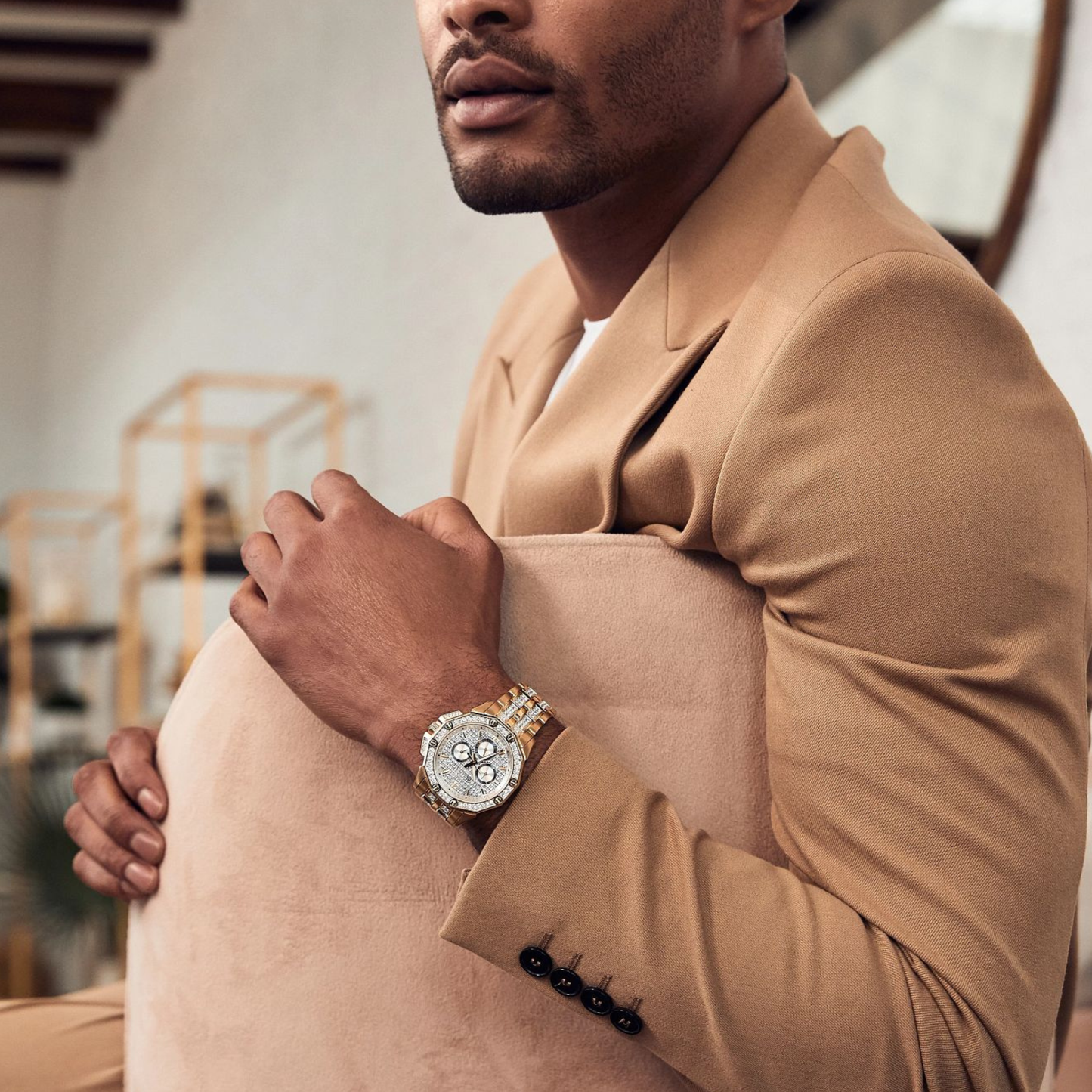 Bulova Crystal Octava Gold-Tone Stainless Steel Silver-tone Dial Watch 41.5 mm