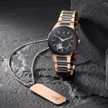 Bulova Latin Grammy Millennia Two-Tone Black Dial Automatic Watch 41 mm