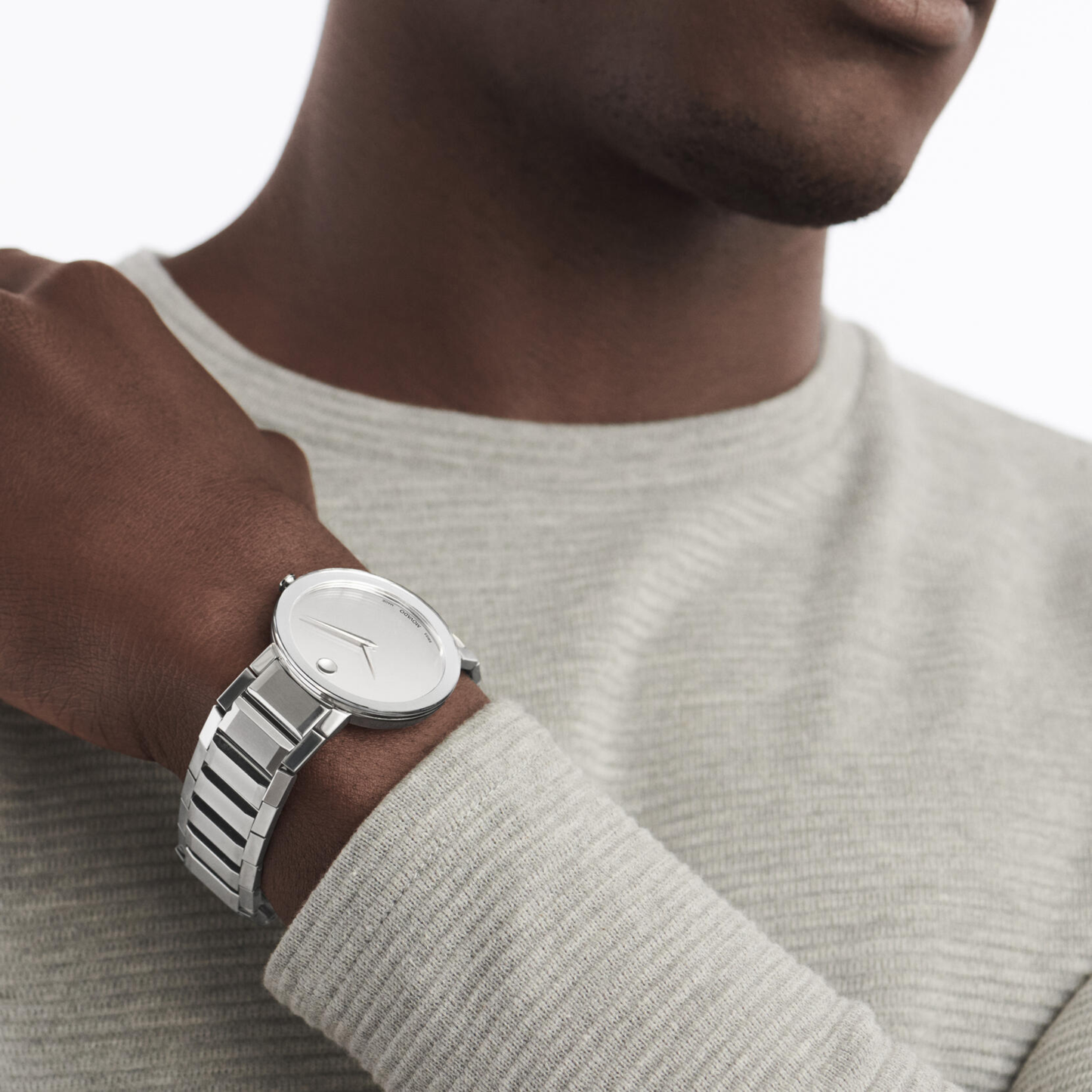 Movado Sapphire Silver Mirror Stainless Steel Swiss Watch 39 mm