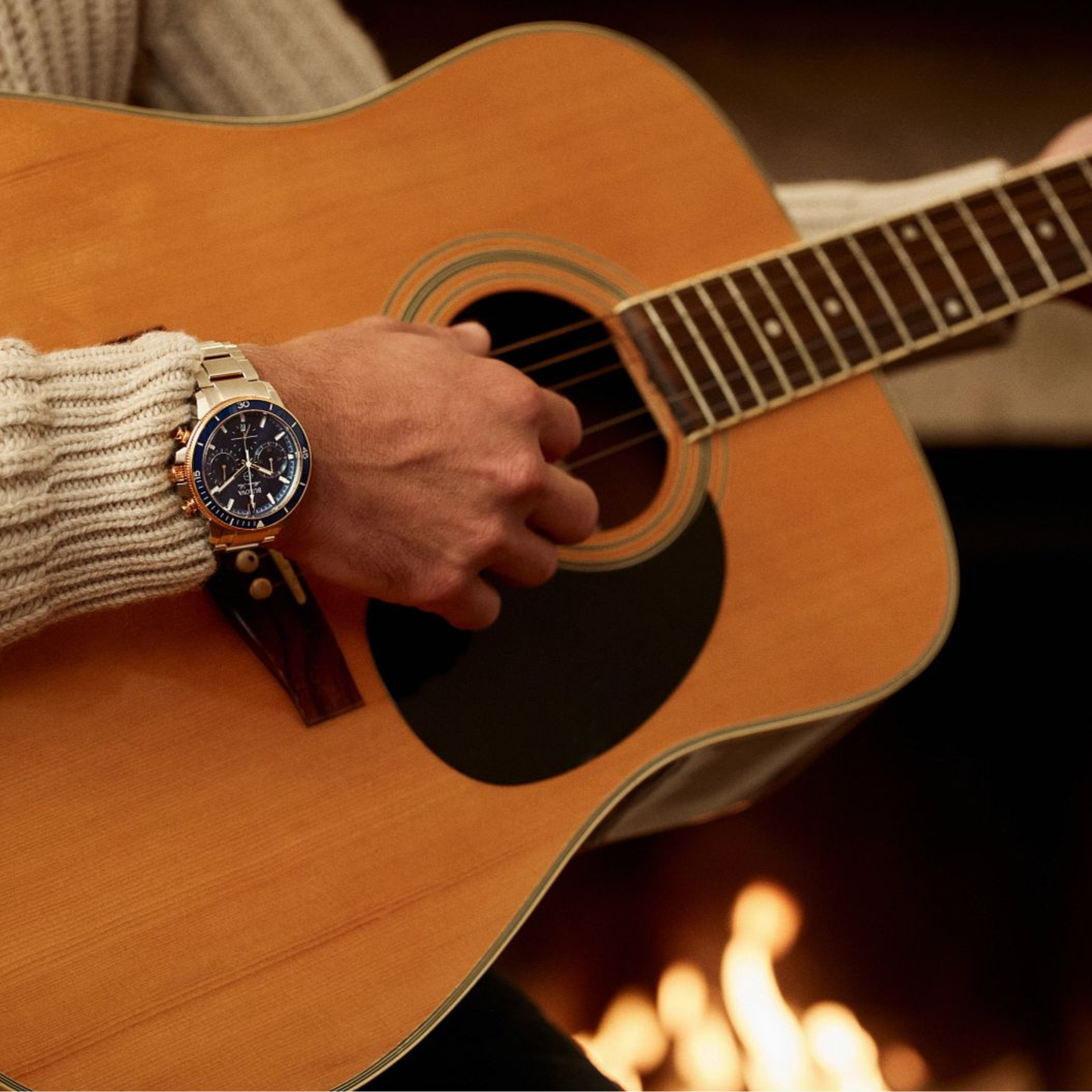 Bulova Marine Star Chronograph Two-Tone Stainless Steel Blue Dial Watch 45 mm