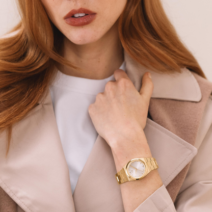 Movado Bold Quest Mini Gold Stainless Steel White Dial Watch 28mm