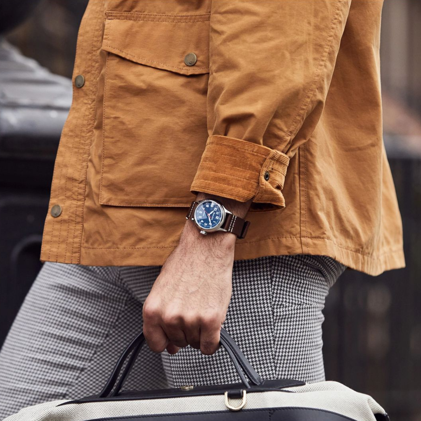 Bulova A-11 Hack Silver Stainless Steel Blue Dial Automatic Watch 37 mm