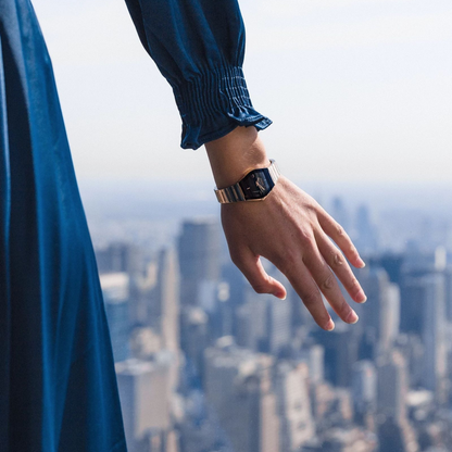 Bulova Modern Gemini Gold Stainless Steel Black Dial Watch 30 mm