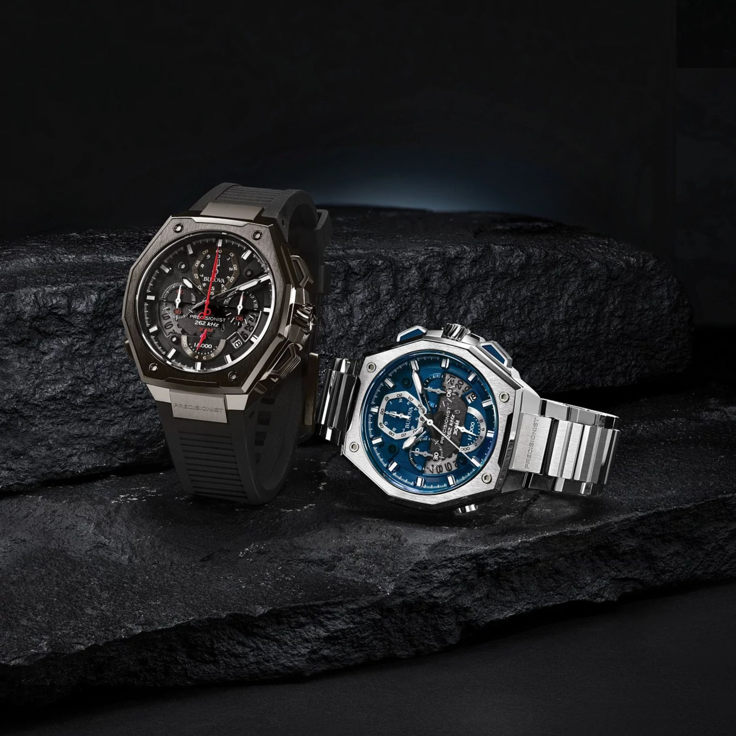 Bulova Series X Silver Stainless Steel Blue Dial Watch 45 mm