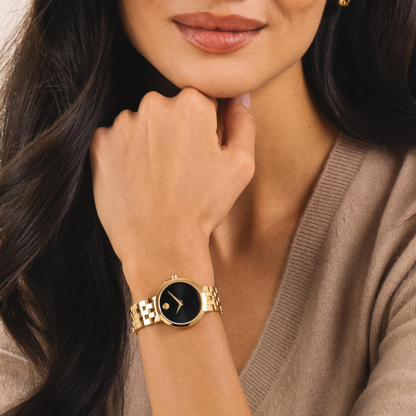 Movado Museum Classic Gold Stainless Steel Black Dial Watch 29.5mm