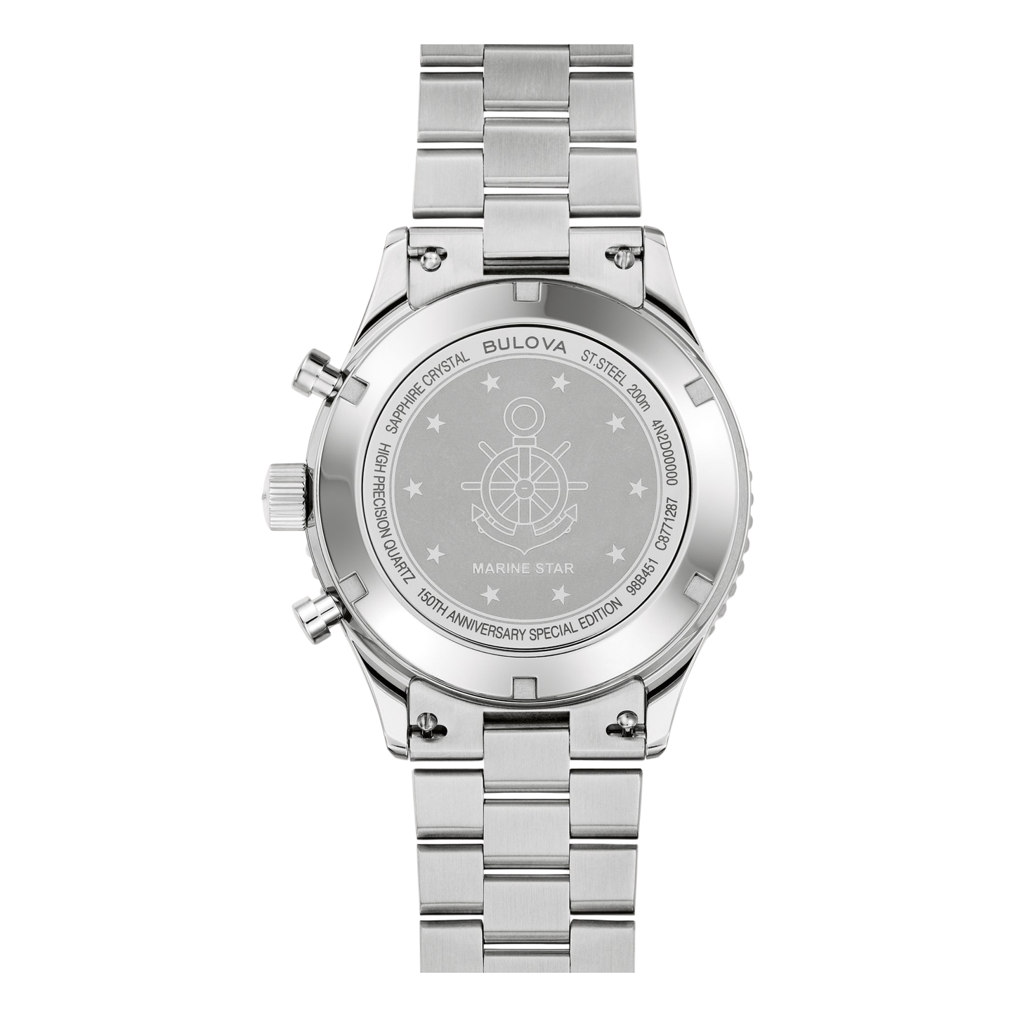 Bulova Marine Star Heritage Chronograph Stainless Steel Black Dial Watch 42.85 mm